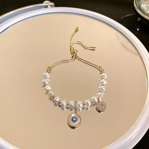 Bracelet délicat réglable en pierre de lune, cœur, <span class=keywords><strong>or</strong></span>, perle, bijoux fantaisie, bracelets en opale pour femmes - Product Image 3