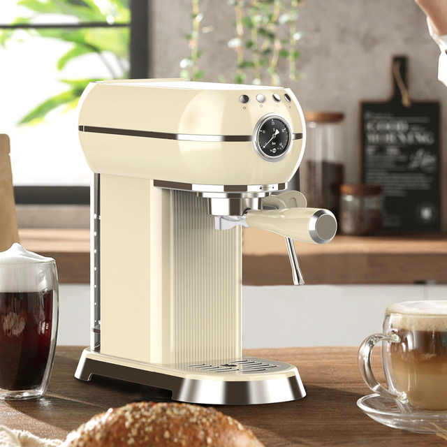 New Retro Style Italian Electric Portable Espresso Machine Stainless Steel Automatic Coffee Maker Spanish Brew System Household