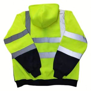 Sudaderas de Seguridad con Capucha, de Nailon y Cuero, Color Amarillo Fluorescente, Alta Visibilidad, con Cierre Completo y Cinta Reflectante, para Logística de Almacén, con Logotipo Personalizado - Product Image 2