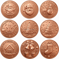 Médaille Souvenir Personnalisée Thème Noël, Pièce Commémorative en Cuivre 1oz 2oz 5oz, Pièce de Défi Père Noël Bonhomme de Neige