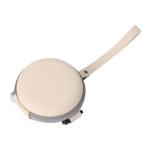 Étui à lunettes rond beige avec fermeture éclair, diamètre 10 cm, sac de rangement portable en cuir EVA pour lunettes, collection Printemps 2025 - Product Image 2