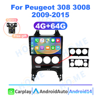 GPS Navigation Car Multimedia Player Android 14 4 + 64G pour Peugeot 308 3008 2009-2015 Avec Wireless Apple Carplay Android Auto