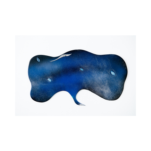 Décoration de maison contemporaine haut de gamme objets de luxe décor d'art artisanal en métal en fibre de verre bleu avec motif scénique - Product Image 1