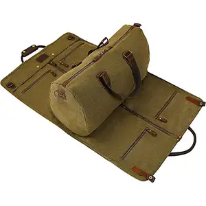 Bolsa de lona 2 en 1 para hombre, bolso de viaje para traje, de lona, para viajes y viajes de negocios