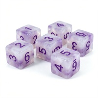 Dés à six faces personnalisés avec logo, couleur violet clair, perles en résine acrylique, dés à six faces en gros, coins arrondis, dés D6