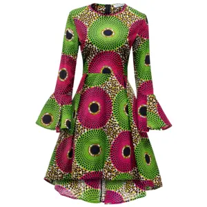 Vendita calda donne lunghe senza maniche cera Ankara stampa vestito abiti africani per abbigliamento donna