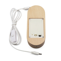 Vente en gros de veilleuse Led 3d ovale en hêtre Base de veilleuse USB Base de lumière LED en bois avec boîtier de batterie