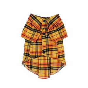 Camisa a cuadros para mascotas, disfraz de poliéster naranja para perros y gatos, ropa festiva con frente abierto - Product Image 5