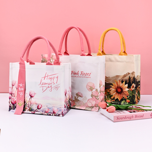 Túi Tote mua sắm thân thiện môi trường thiết kế độc đáo họa tiết chữ cái, làm thủ công bằng vải <span class=keywords><strong>canvas</strong></span> - Product Image 2