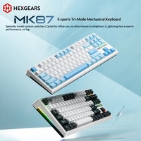 Clavier mécanique HEXGEARS MK87 87 touches 3 modes BT filaire Hot-swappable avec interrupteurs Kailh, 8000 mAh, ARGB, touches PBT, compatible Windows et Mac