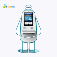 Terminal de bibliothèque sur pied de style robot de 21,5 pouces avec caméra binoculaire, reconnaissance faciale, lecteur de codes-barres, scanner de cartes IC et RFID, et fonction d'auto-service