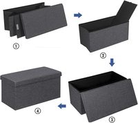 Banc de rangement pliable en tissu de lin 76*38*38cm avec couvercle rabattable, design moderne et simple, pour chambre, entrée ou salon