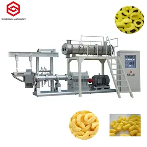 Ligne complète pour faire des anneaux de maïs Boucles de maïs Machine d'extrudeuse de casse-croûte de maïs soufflé de haute qualité