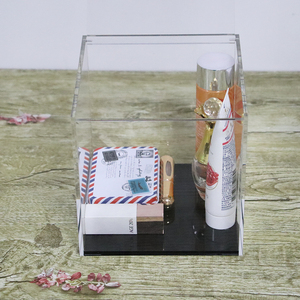 <span class=keywords><strong>Caja</strong></span> de almacenamiento de escritorio personalizada, organizador de alta calidad de acrílico transparente con Base negra y logotipo impreso con tapa - Product Image 6