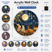 Reloj de Pared Acrílico Transparente Minimalista Personalizado con Marcadores de Hora Redondos Dorados |   Reloj de Pared Decorativo Moderno y Lujoso de Lucite Silencioso