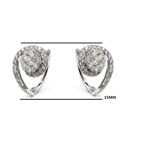 Fabricant de bijoux en or blanc 18 carats de haute qualité en diamant Boucles d'oreilles pour femmes en forme de grappe ronde - Product Image 2