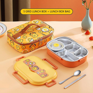Lonchera Térmica Tipo Bento para Niños Set Escolar Aislado Lonchera Bento para Niños de Plástico y Acero Inoxidable - Product Image 6