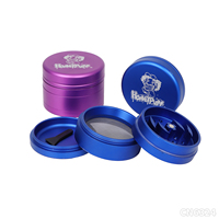 HONEYPUFF marque 63mm-4parts broyeur de cigarettes en alliage d'aluminium accessoire pour fumer en papier kraft unique logo personnalisable