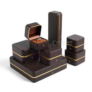 Caja de Joyería de PU Personalizada, Cajas para Anillos, Empaque para Joyas, Caja para Collares, Logotipo Personalizado, Caja de Lujo con Borde Dorado - Product Image 4