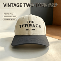Casquette de baseball vintage en coton bicolore à 6 panneaux brodée pour café, visite de la ville, promenade décontractée, week-end