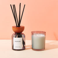 Bouteille diffuseur de roseaux en verre d'arôme gris de 150ml Bouteilles en verre d'aromathérapie vides de luxe avec couvercles en bois Bouchon à vis