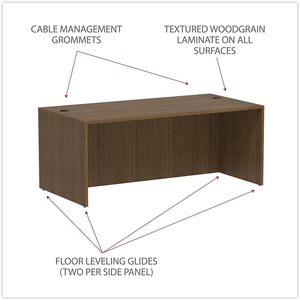 Escritorio Moderno Alera Valencia Series con Frente Recto en Madera de Nogal, 71'' x 35.5'' x 29.63'', Escritorios de Oficina - Product Image 2