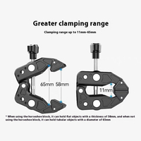 Takenoken Super Clamp Magic Arm Tout en métal 360 ° Double rotule 1/4 "3/8" Filetage Compatible pour Smallrig pour caméra de vélo Go Pro
