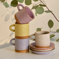 Nouveauté design unique couleur émaillée verres européen après-midi thé vintage en céramique latte café thé tasse et soucoupe
