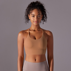 Sujetador acolchado deportivo de talla grande con espalda cruzada para gimnasio, ropa de yoga con cuello en U de alta calidad, cómodo, para <span class=keywords><strong>fitness</strong></span>, venta al por mayor, en el mercado de la XW-7015 - Product Image 2