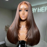Perruque Lace Front SDD Vietnam Remy Hair Lisse avec Raie Centrale, Densité 200%, Dentelle HD Transparente pour Femmes Afro-Américaines
