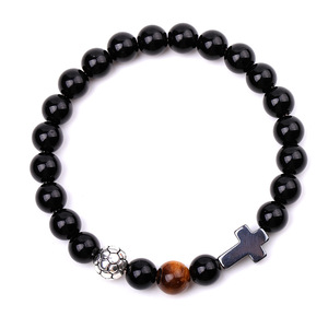 Bracelet <span class=keywords><strong>simple</strong></span> en pierre naturelle et argent avec perles de football, bijoux sportifs, bracelet ballon de football, cadeau promotionnel - Product Image 4