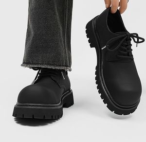 Chaussures Oxford à plateforme britannique pour hommes, en cuir verni rétro, à bout large, Derby senior, design <span class=keywords><strong>noir</strong></span> mat, pour le bureau et la carrière - Product Image 4