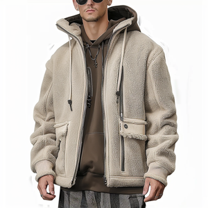 StreetLux high quality wind breaker <b>jacket</b> with hood casual <b>men</b> <b>thick</b> zip up coat <b>fleece</b> lining <b>jacket</b> <b>mens</b> - Product Image 2