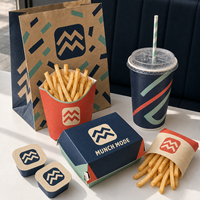 Boîte en papier jetable personnalisée avec logo pour emballage alimentaire (cheeseburger, poulet frit, frites) – Fabricant de contenants à emporter pour chaînes de cafés