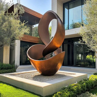Sculpture abstraite en acier inoxydable sur mesure, grande taille, en forme de ruban, art métallique moderne pour l'aménagement paysager extérieur, statue pour parc, place publique, jardin