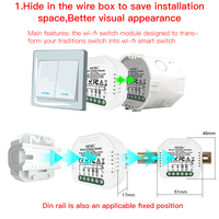 Module de variateur intelligent Wifi Tuya à 2 gangues et 3 voies, 90-240v, fonctionne avec les enceintes intelligentes Alexa et la maison intelligente sans fil