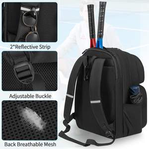 Sac à dos de tennis personnalisé en gros avec logo pour 2 raquettes avec compartiment à chaussures ventilé Sac de sport professionnel pour hommes et femmes - Product Image 4