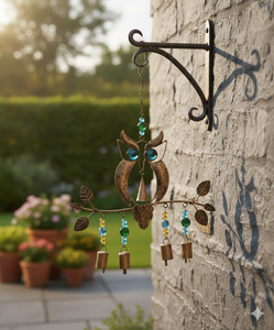 Campana de Viento con Forma de Búho, Decoración para Colgar en la Pared, Campanas Colgantes de Latón Antiguo Más Vendidas, Campanas de Viento de Metal Personalizadas para Decoración - Product Image 3