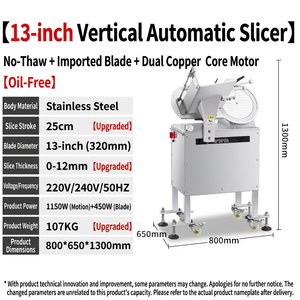 Rebanadora de Carne Eléctrica Semiautomática con Cuchilla de Acero Inoxidable, Grosor Ajustable, Máquina Comercial para Cortar Carne Congelada - Product Image 2