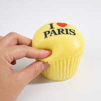 Jouet Squishy à Remontée Lente, Motif Cupcake Parisien, Imprimé Lettres Paris, Cœur à Presser, Anti-Stress, Cadeau Nouveauté