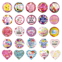 Vente en gros usine – Ballons circulaires en aluminium de 18 pouces en forme de cœur pour la fête des Mères espagnole – Décorations de fête joyeuses pour maman