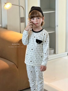Set <span class=keywords><strong>Pigiama</strong></span> Unisex per Bambini 95,5% Cotone 4,5% Spandex Autunno Inverno Tinta Unita Maniche Lunghe Disponibile - Product Image 1