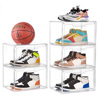 Organisateur de chaussures Hangyue amélioré, design européen, très grand, lot de 12 boîtes à chaussures empilables en plastique transparent, ouverture frontale, convient aux pointures américaines