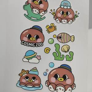 ملصقات ذاتية اللصق من البي في سي على شكل أخطبوط من حديقة الحيوان الكونية - ملصقات زخرفية كرتونية مقاومة للماء لغطاء الهاتف - Product Image 4