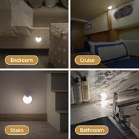 Sensor de movimiento con batería recargable, luz nocturna para interiores, luces de pasillo de escalera regulables magnéticas, iluminación de armario redonda USB