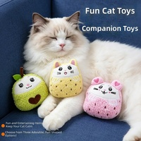 Coussin jouet pour chat en peluche polyester froissé, motif herbe à chat, citron, pomme et cerise, vente en gros