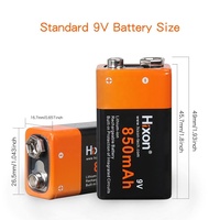 Deep Cycle Lithium Ion Hixon 9V 850Mah Batterij Oplaadbare Voor Rookmelders