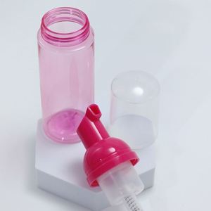 Bouteilles de shampoing moussant roses en plastique écologique vides de 30 ml et 50 ml pour extensions de cils avec impression sérigraphique et pompe - Product Image 3