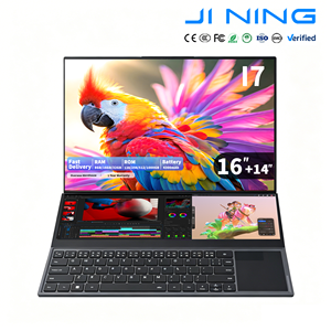 Ordinateur portable Creator Workstation 16 pouces, double écran tactile 14 pouces, processeur Core i7 9850h, 8 Go de RAM, clavier rétroéclairé, SSD 512 Go/1 To, pour les entreprises Hfbook28/ - Product Image 1