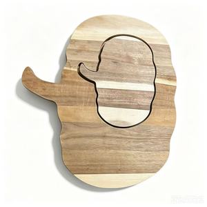 Bandeja de madera con diseño de burbuja de habla, de acacia natural, madera maciza, multifuncional, para servir en la cocina, para pasteles y té - Product Image 2
